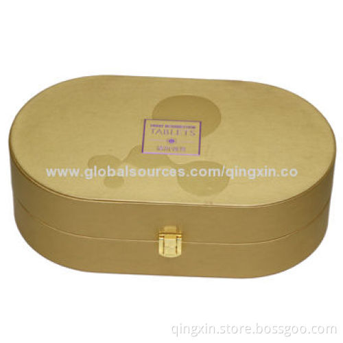 Rigid Gift Box with Hanged Lid, Luxury Leather + Metal Snap, Embossing/Debossing/Gold Foil
